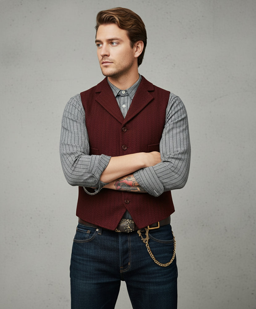 Herren Lederhose Weste