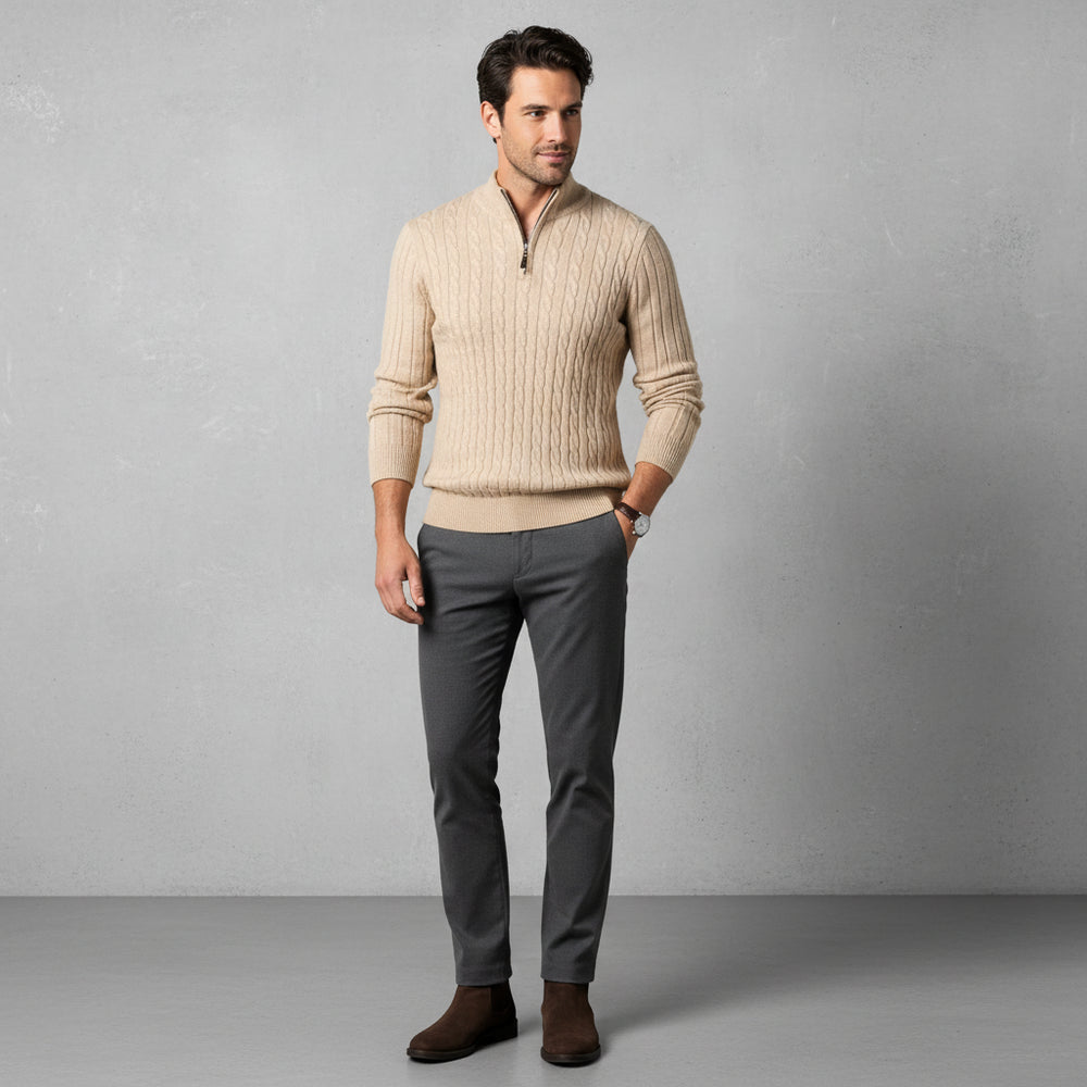 Herren Strickpullover Troyer | Slim Fit | Winter