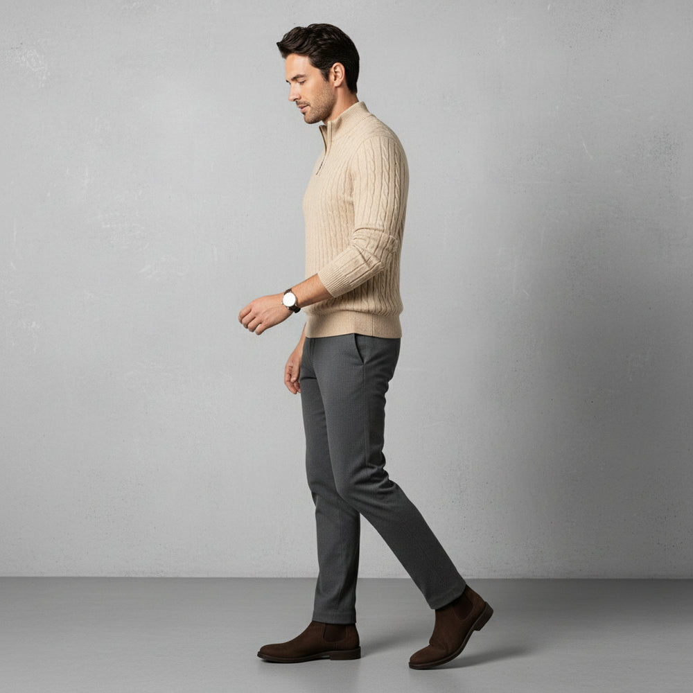 Herren Strickpullover Troyer | Slim Fit | Winter