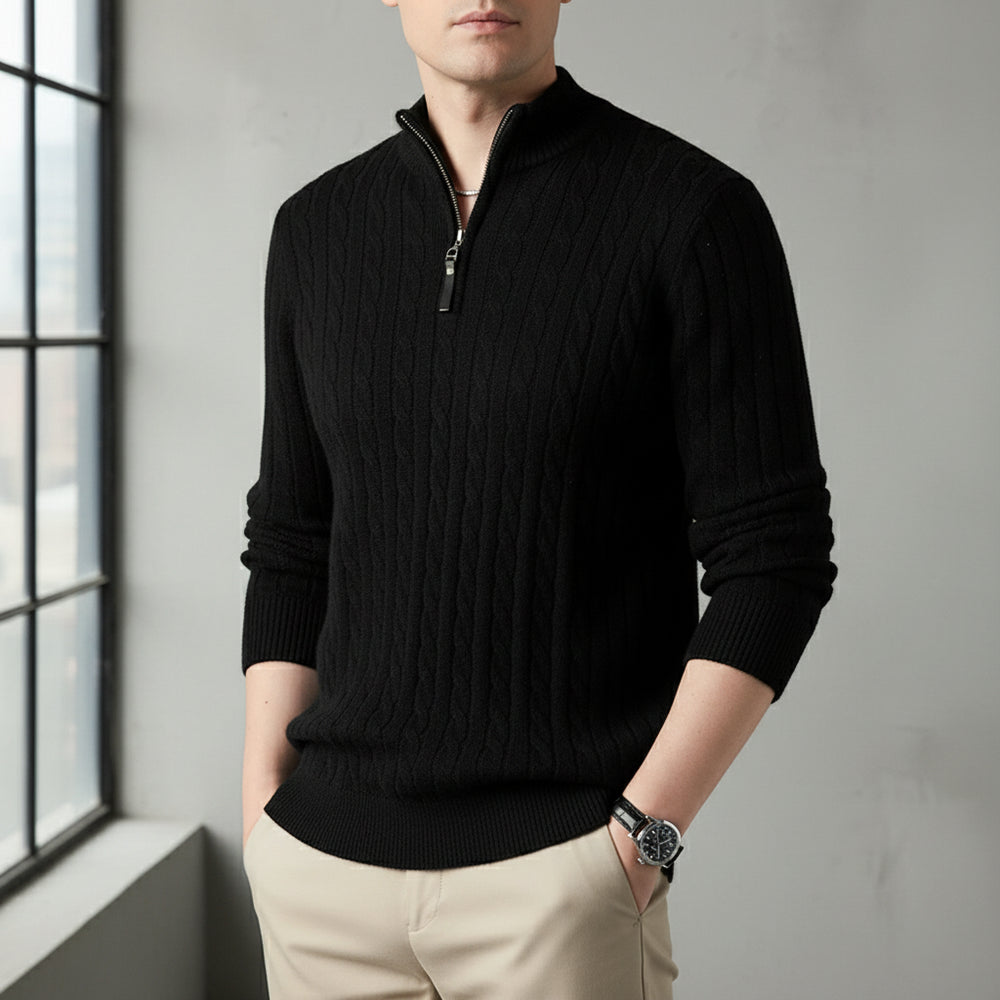 Herren Strickpullover Troyer | Slim Fit | Winter