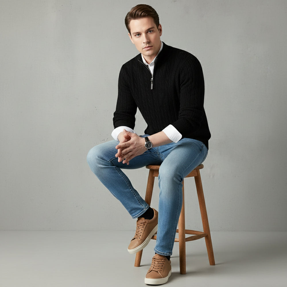 Herren Strickpullover Troyer | Slim Fit | Winter