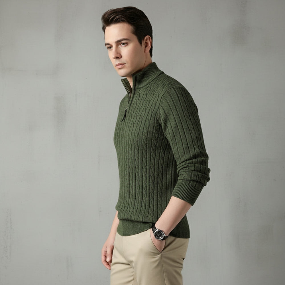 Herren Strickpullover Troyer | Slim Fit | Winter