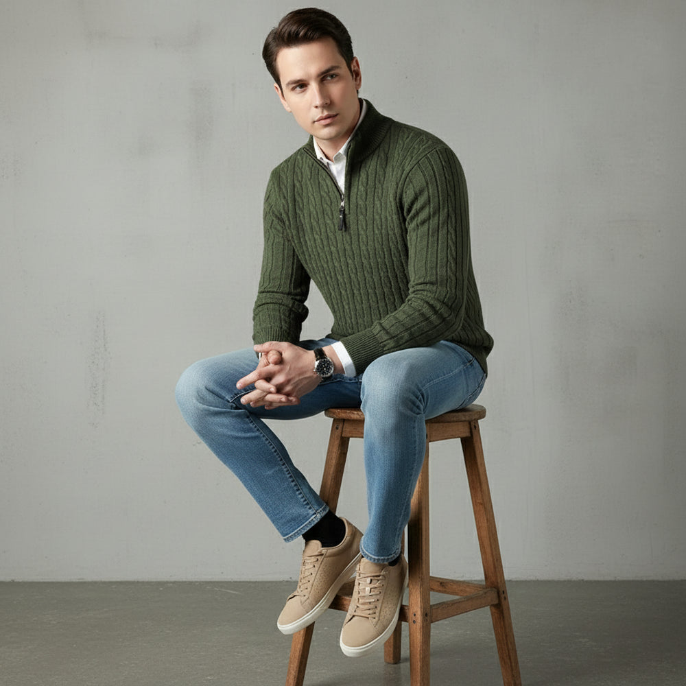 Herren Strickpullover Troyer | Slim Fit | Winter