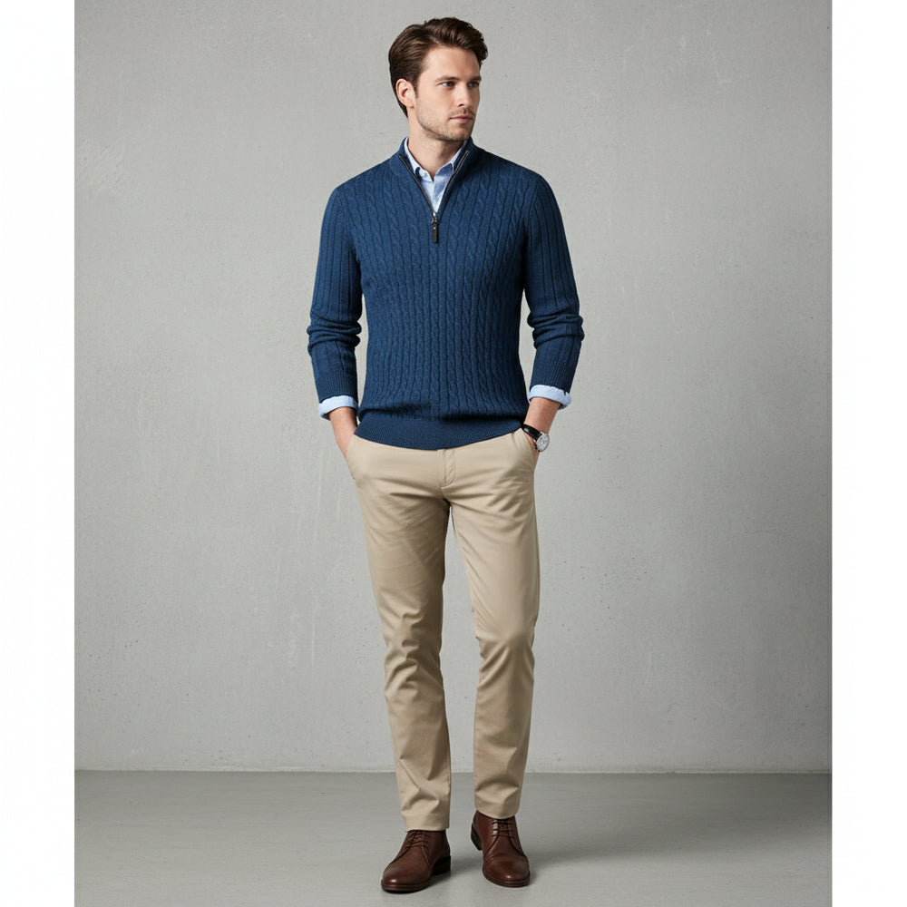 Herren Strickpullover Troyer | Slim Fit | Winter