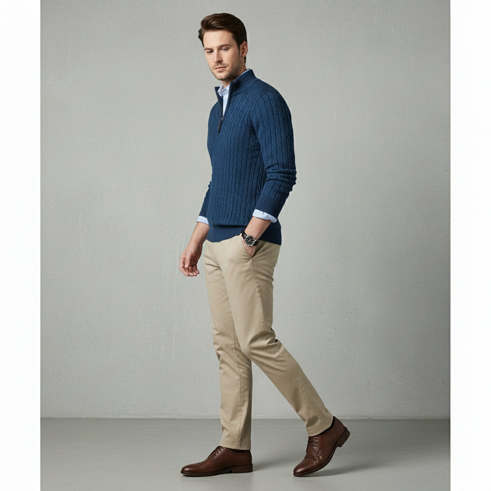 Herren Strickpullover Troyer | Slim Fit | Winter