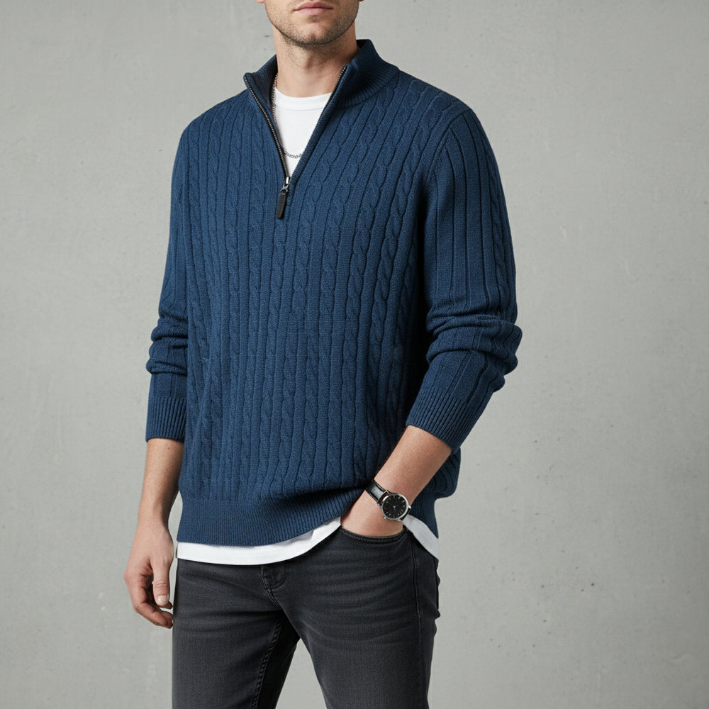 Herren Strickpullover Troyer | Slim Fit | Winter