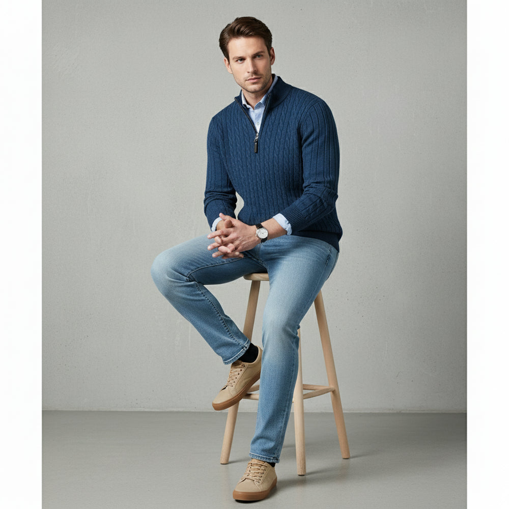 Herren Strickpullover Troyer | Slim Fit | Winter