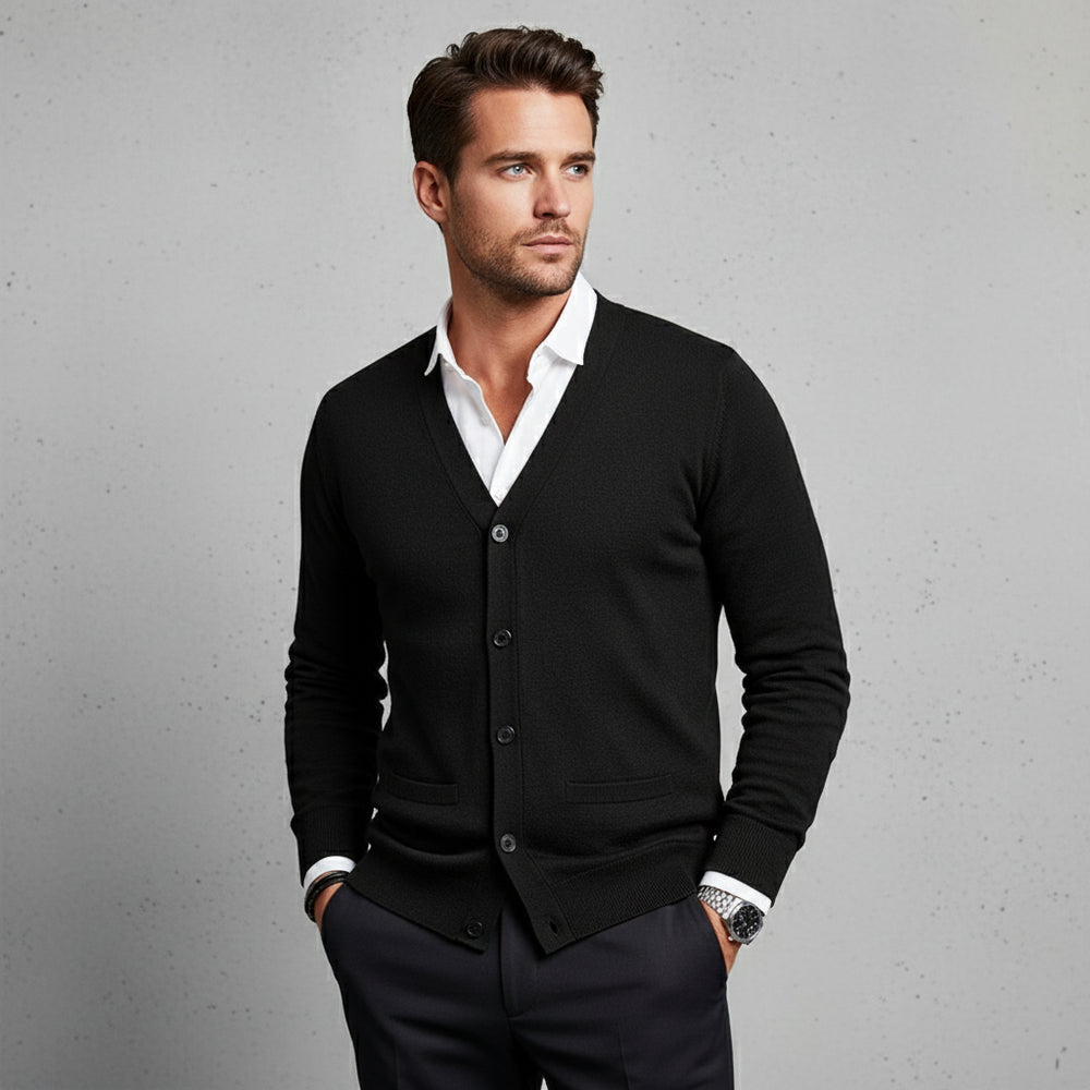 Lässiger Herren Cardigan Slim Fit V-Ausschnitt | Herbst/Winter