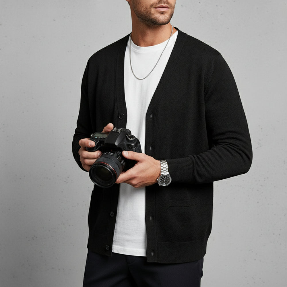 Lässiger Herren Cardigan Slim Fit V-Ausschnitt | Herbst/Winter