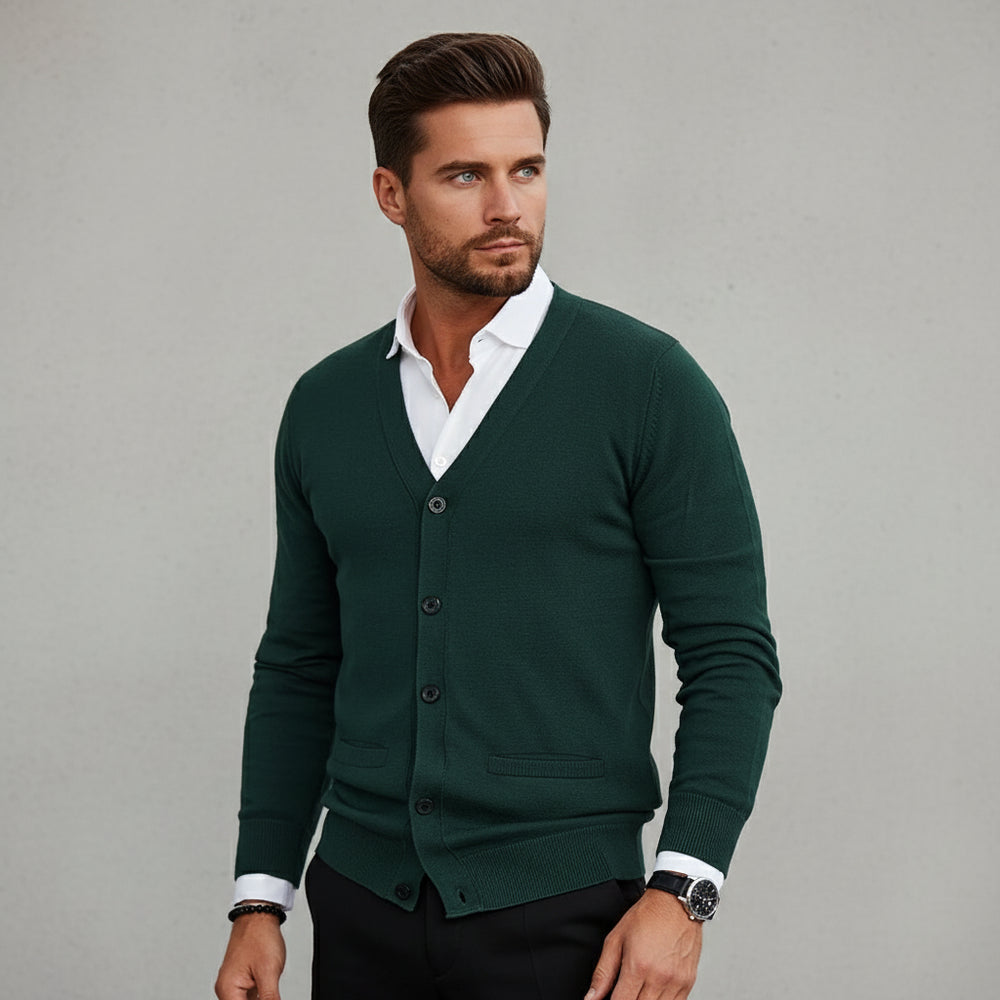 Lässiger Herren Cardigan Slim Fit V-Ausschnitt | Herbst/Winter