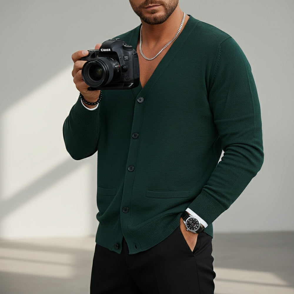 Lässiger Herren Cardigan Slim Fit V-Ausschnitt | Herbst/Winter