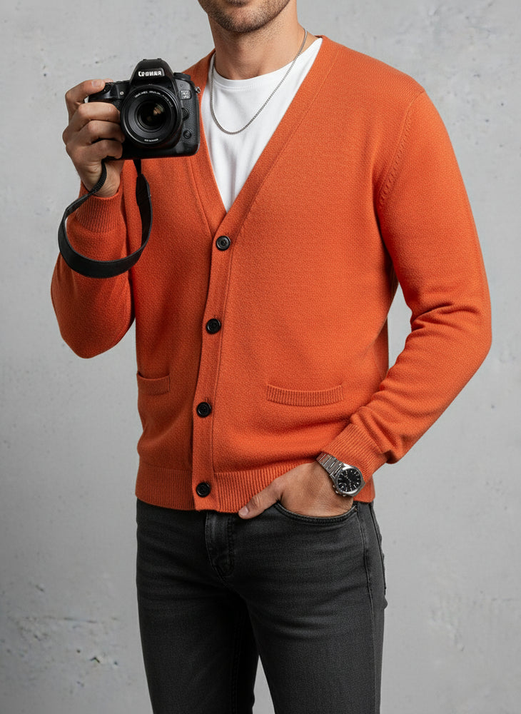 Lässiger Herren Cardigan Slim Fit V-Ausschnitt | Herbst/Winter