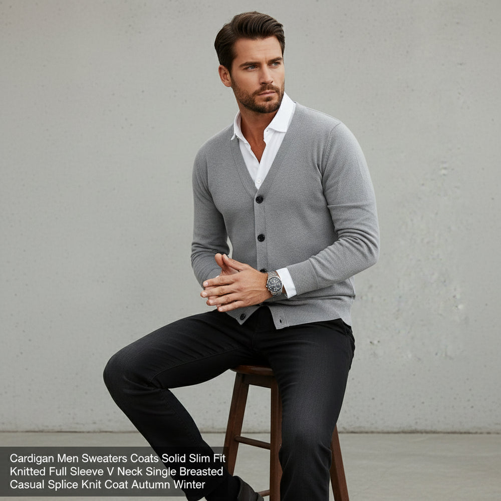 Lässiger Herren Cardigan Slim Fit V-Ausschnitt | Herbst/Winter