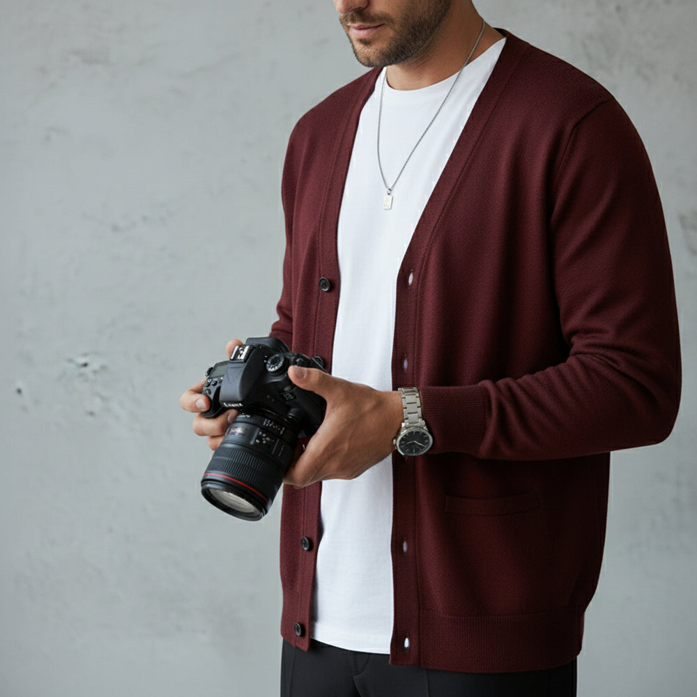 Lässiger Herren Cardigan Slim Fit V-Ausschnitt | Herbst/Winter