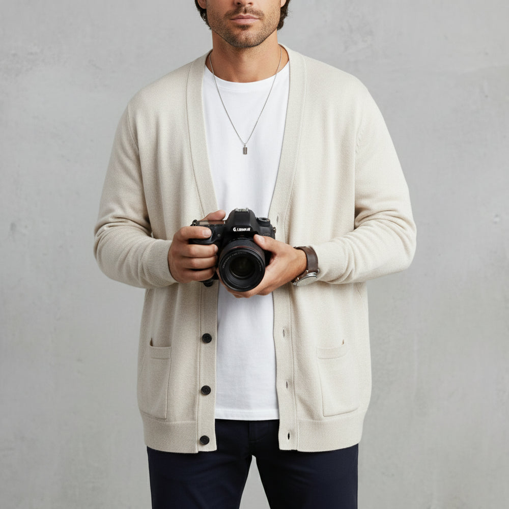 Lässiger Herren Cardigan Slim Fit V-Ausschnitt | Herbst/Winter