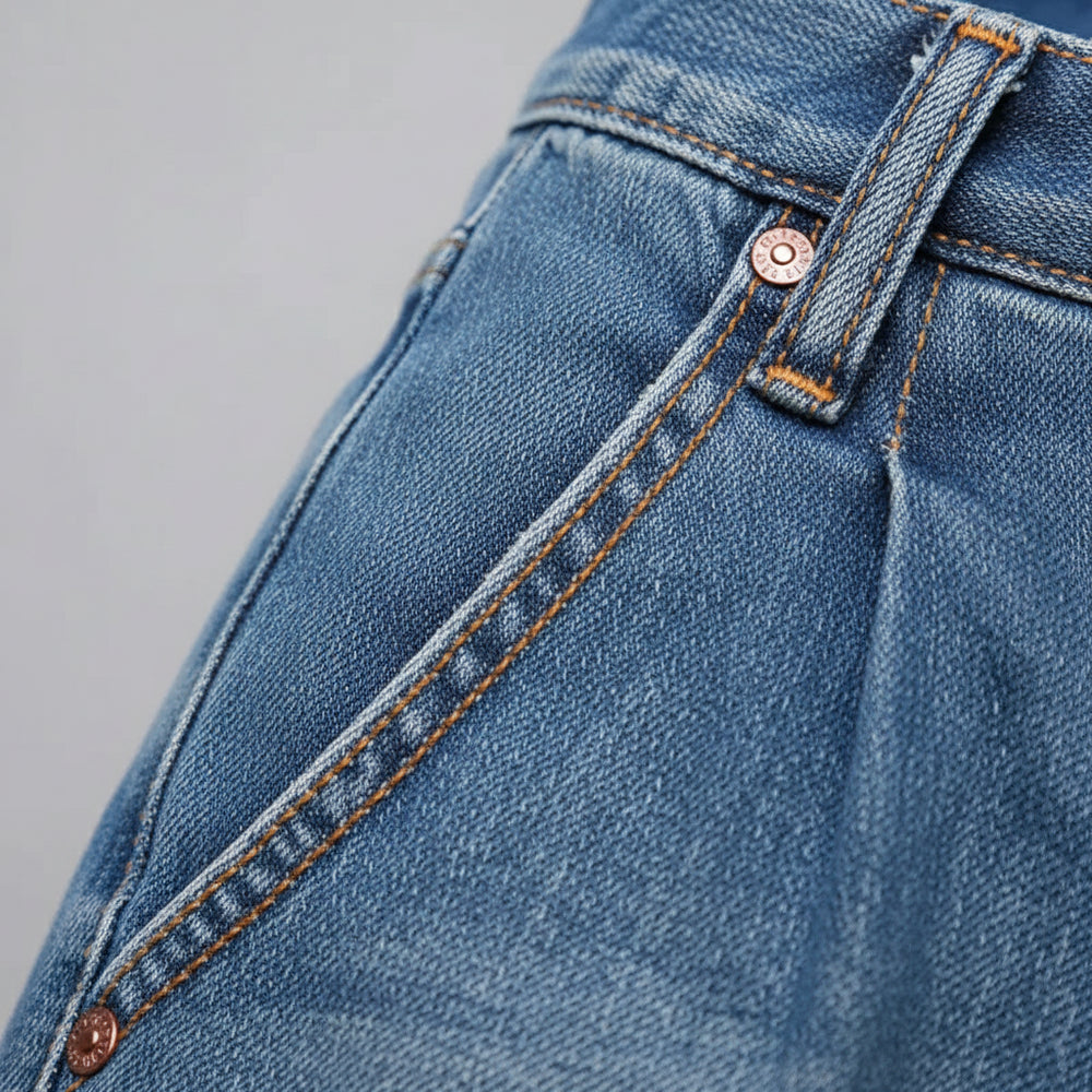 Lässige Damen High Waist Jeans | Weites Bein