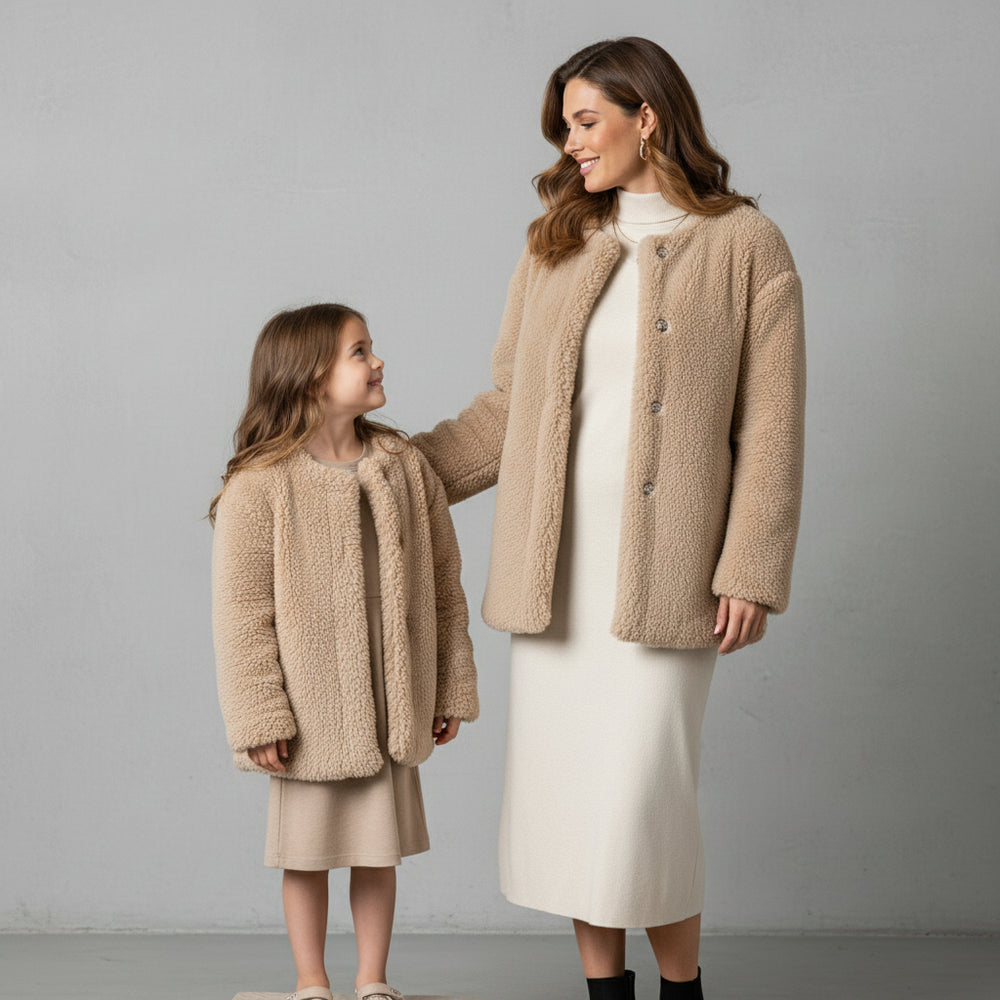 Warmer Damen Teddymantel mit Kapuze | Winter