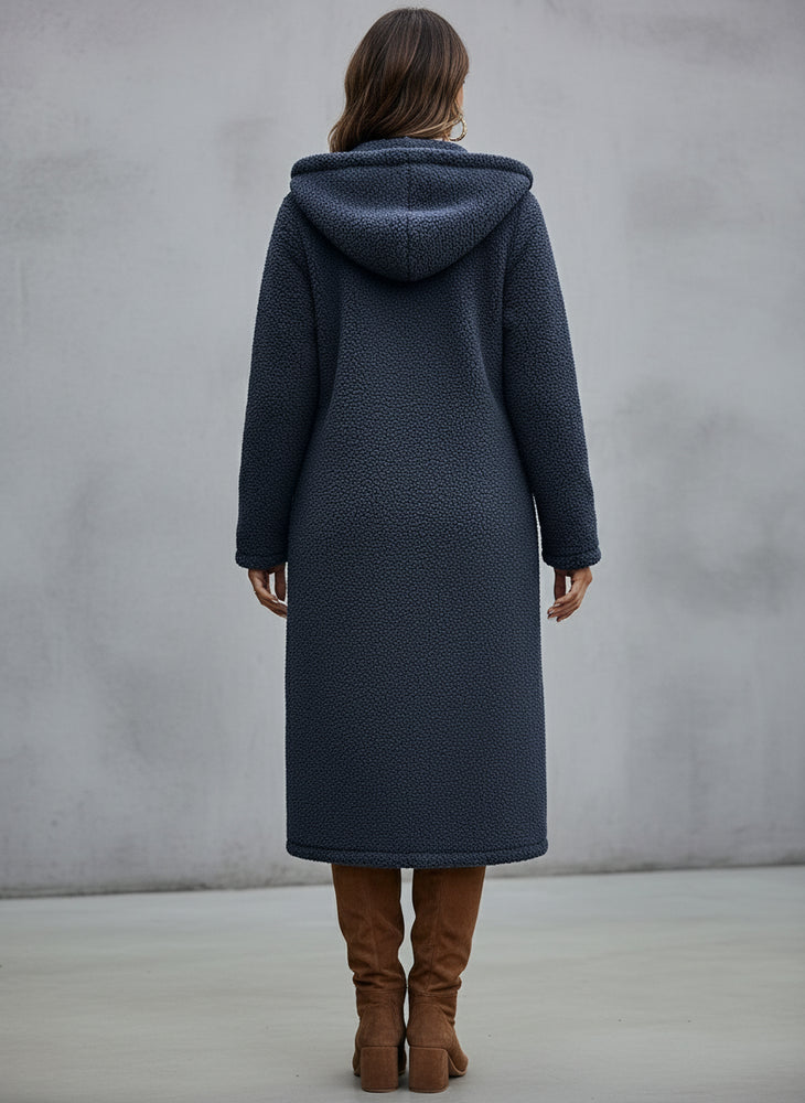 Warmer Damen Teddymantel mit Kapuze | Winter