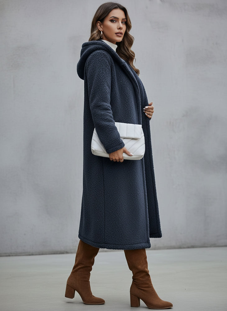 Warmer Damen Teddymantel mit Kapuze | Winter