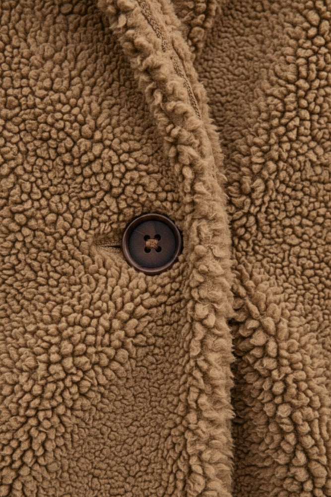 Warmer Damen Teddymantel mit Kapuze | Winter