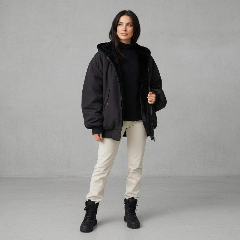 Damen Winterjacke warm | Wendbar & Kapuze