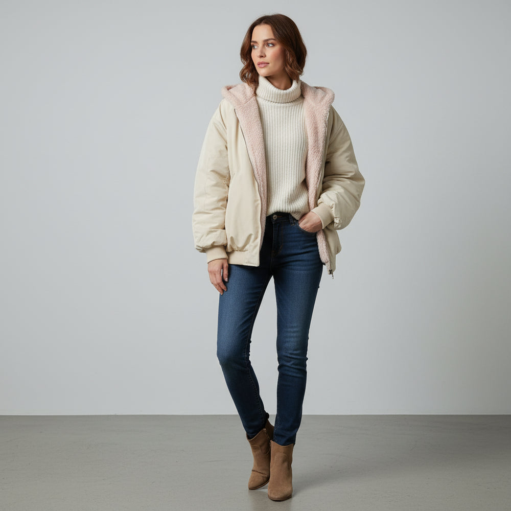 Damen Winterjacke warm | Wendbar & Kapuze