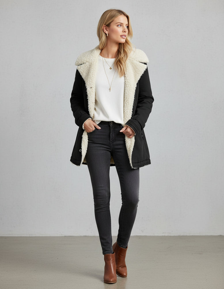 Warmer Damen Parka mit Plüsch Revers | Winter