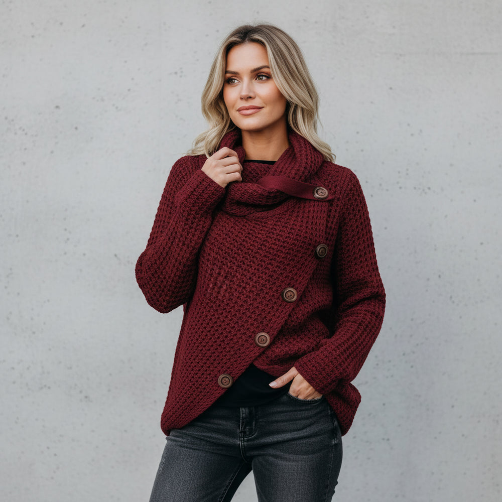 Damen Rollkragen Strickjacke | Oversize | Herbst Winter