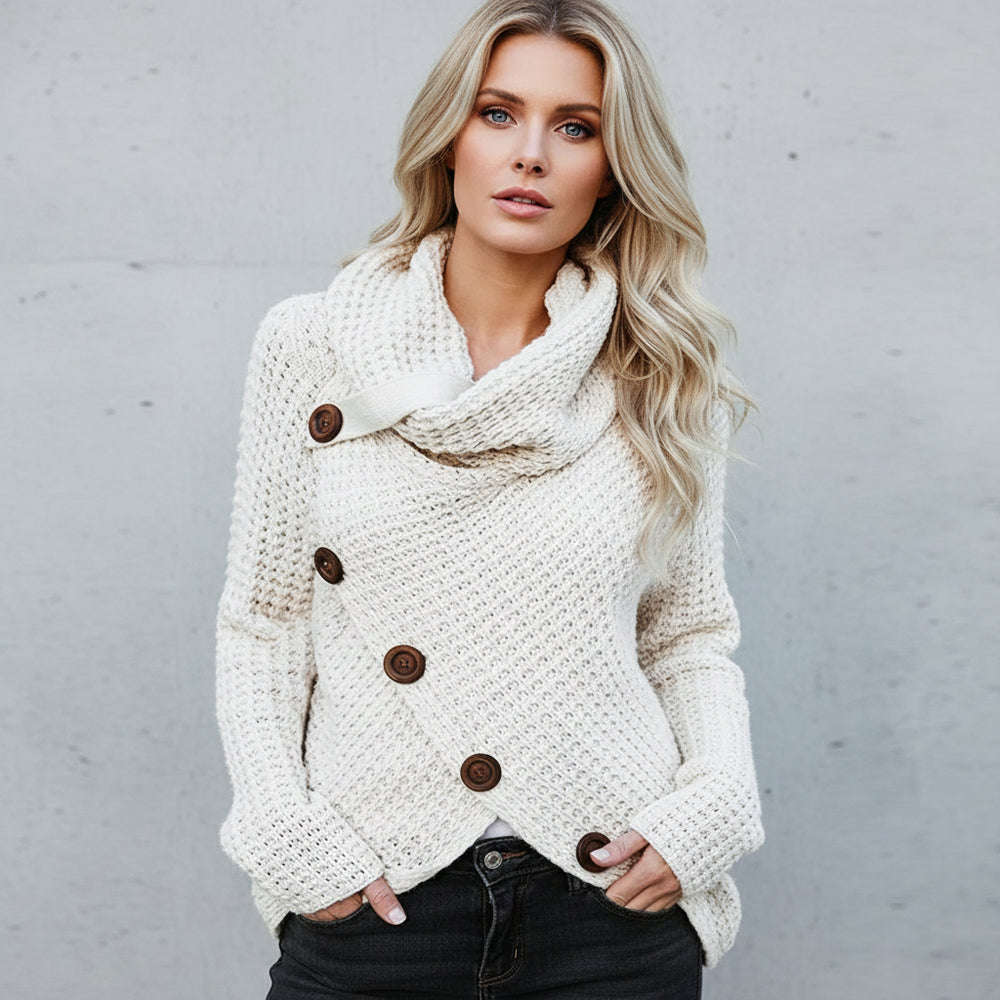 Damen Rollkragen Strickjacke | Oversize | Herbst Winter