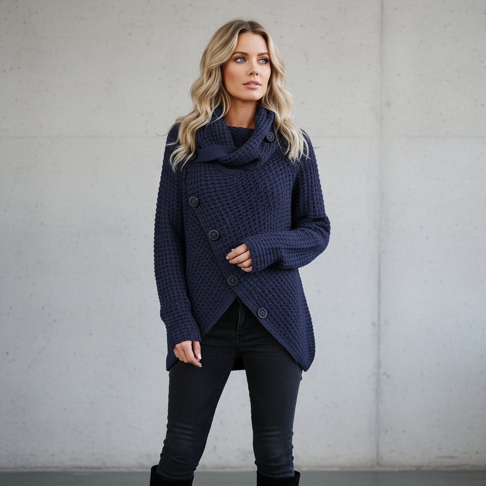 Damen Rollkragen Strickjacke | Oversize | Herbst Winter