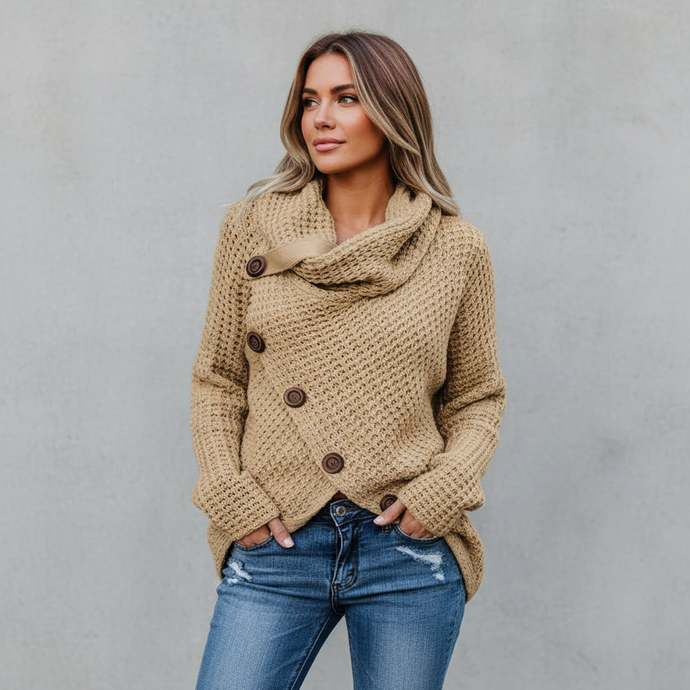 Damen Rollkragen Strickjacke | Oversize | Herbst Winter