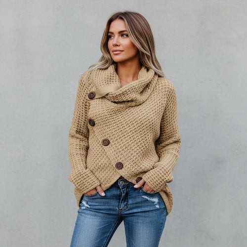 Damen Rollkragen Strickjacke | Oversize | Herbst Winter