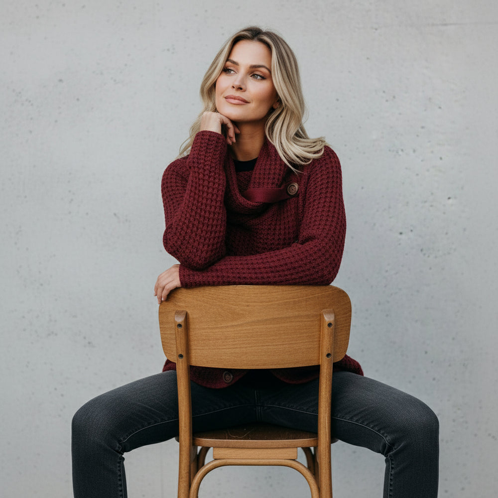 Damen Rollkragen Strickjacke | Oversize | Herbst Winter