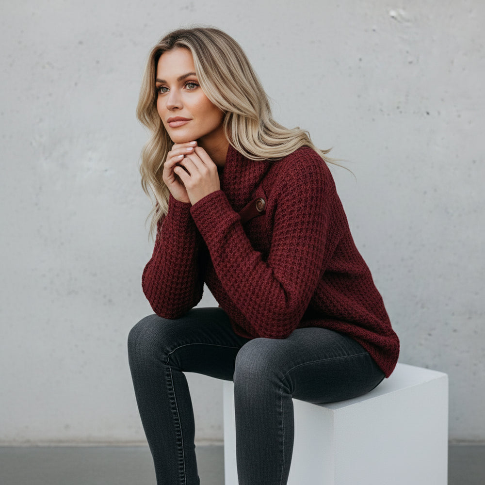 Damen Rollkragen Strickjacke | Oversize | Herbst Winter