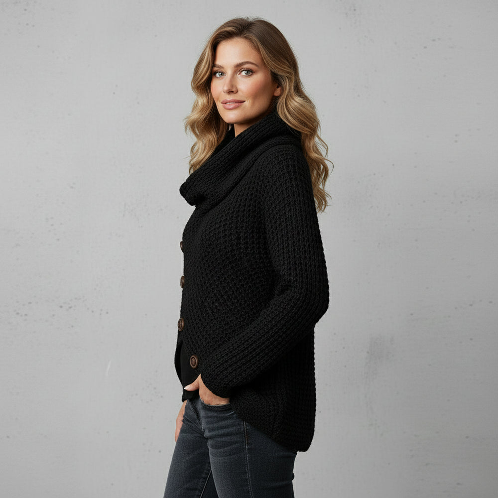 Damen Rollkragen Strickjacke | Oversize | Herbst Winter
