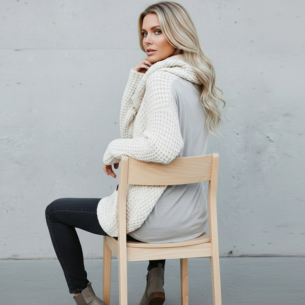 Damen Rollkragen Strickjacke | Oversize | Herbst Winter