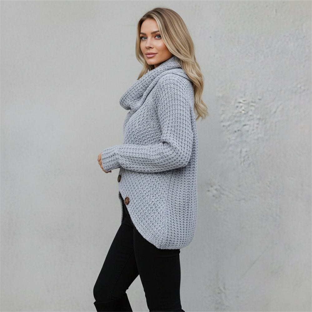 Damen Rollkragen Strickjacke | Oversize | Herbst Winter