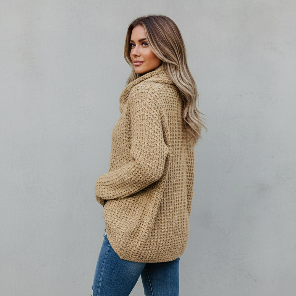 Damen Rollkragen Strickjacke | Oversize | Herbst Winter