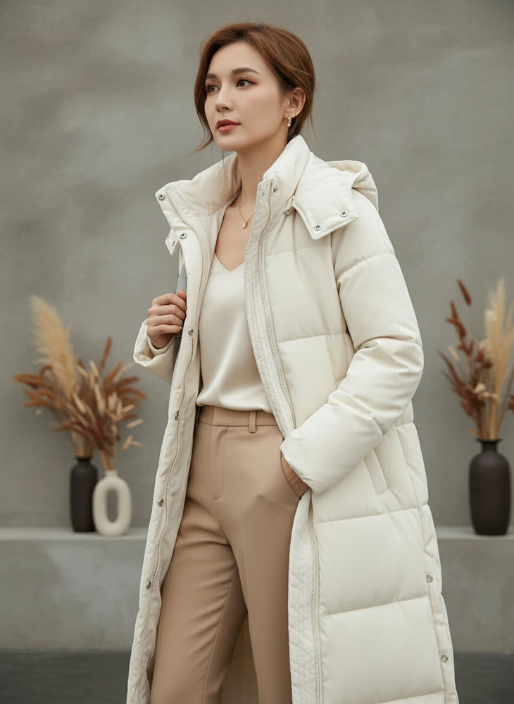 Warmer Damen Pufferjacke mit Kapuze | Winter