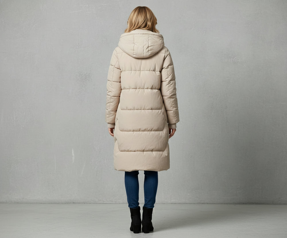 Damen Daunenjacke Slim Fit | Lang | Kapuze | Winter