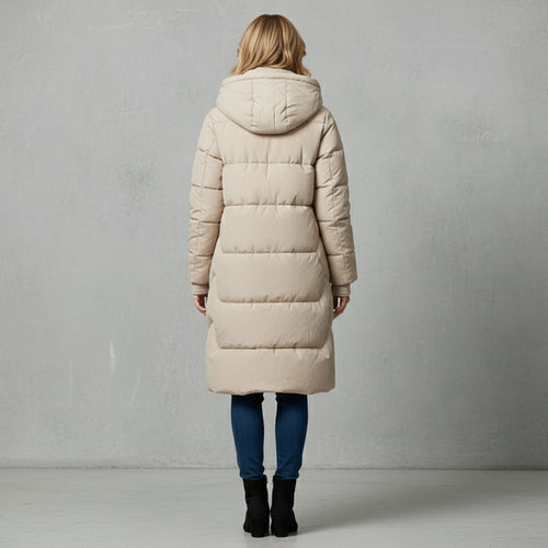 Damen Daunenjacke Slim Fit | Lang | Kapuze | Winter