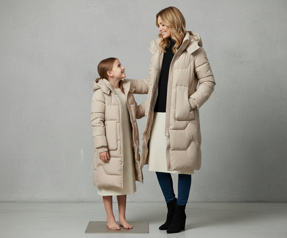 Damen Daunenjacke Slim Fit | Lang | Kapuze | Winter