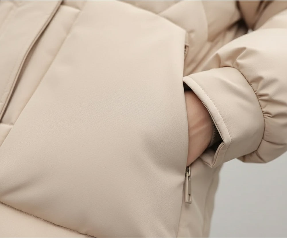 Damen Daunenjacke Slim Fit | Lang | Kapuze | Winter