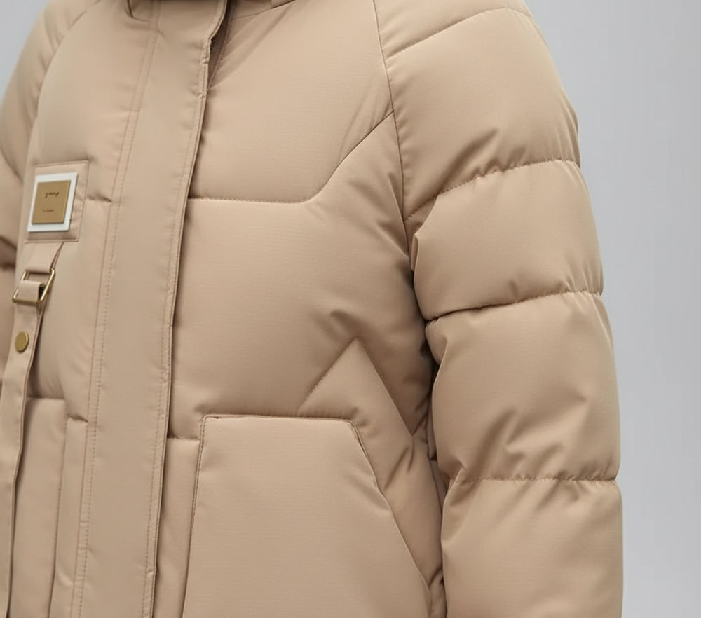 Damen Daunenjacke Slim Fit | Lang | Kapuze | Winter