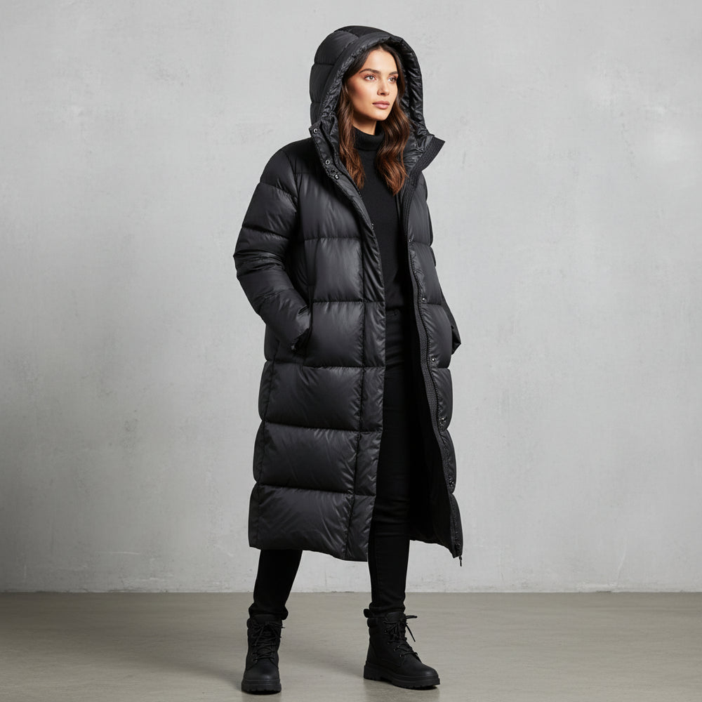 Warme Damen Pufferjacke mit Kapuze | Winter