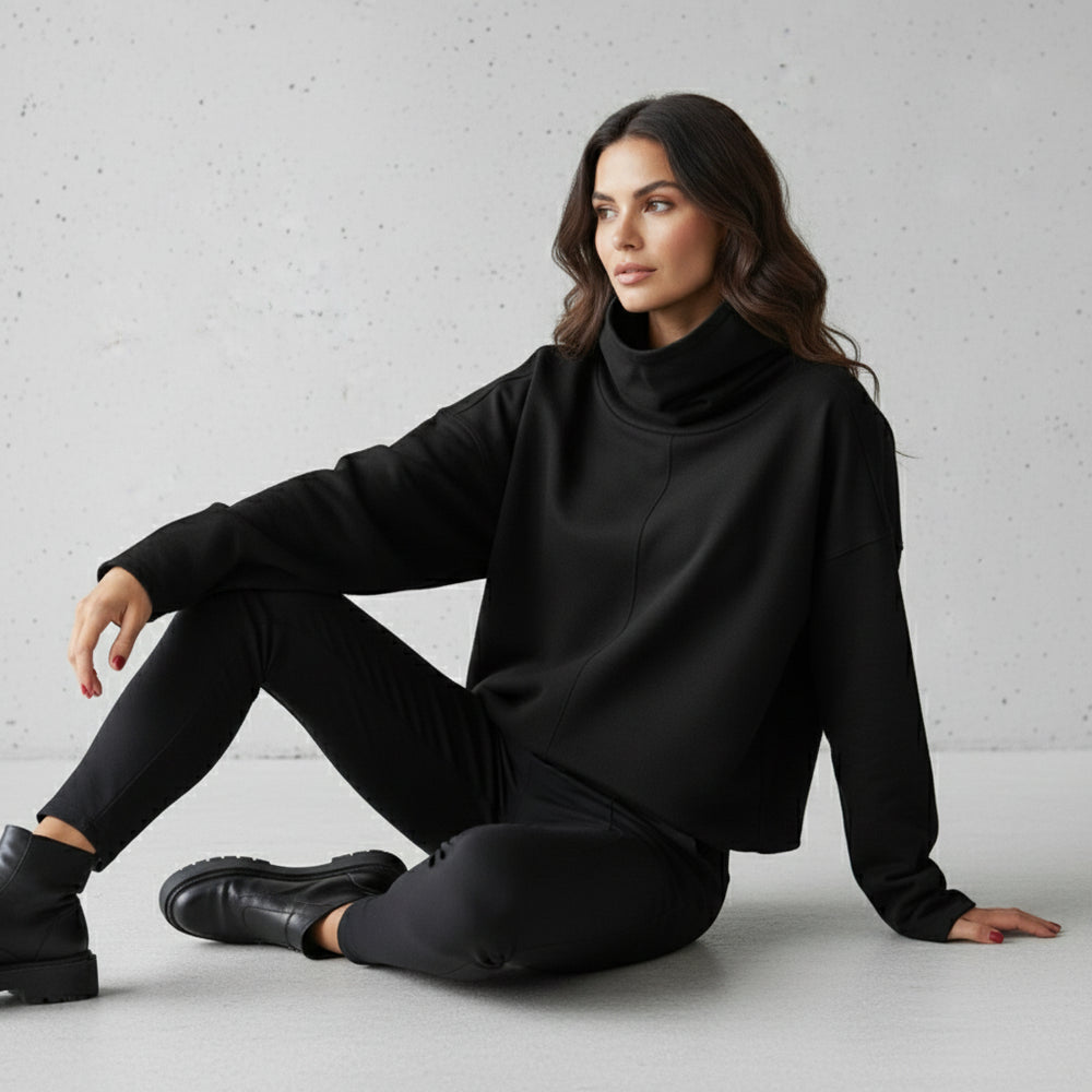 Lässiges Damen Sweatshirt mit Rollkragen | Winter