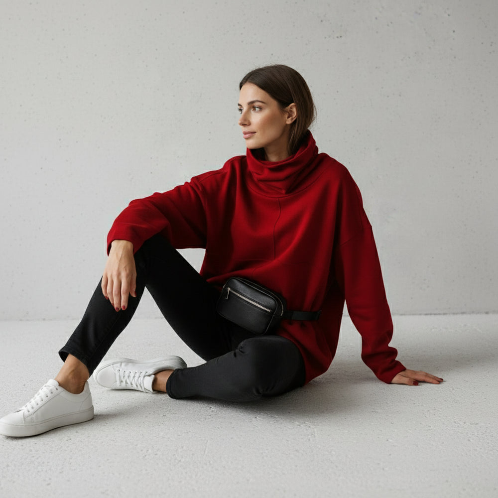 Lässiges Damen Sweatshirt mit Rollkragen | Winter