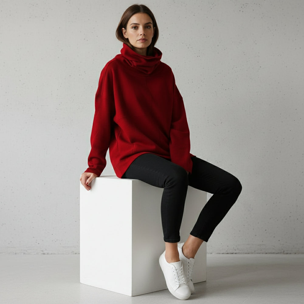 Lässiges Damen Sweatshirt mit Rollkragen | Winter