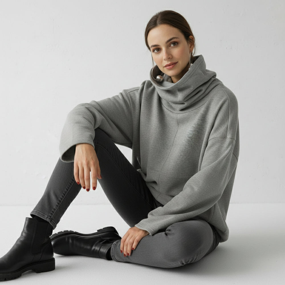 Lässiges Damen Sweatshirt mit Rollkragen | Winter