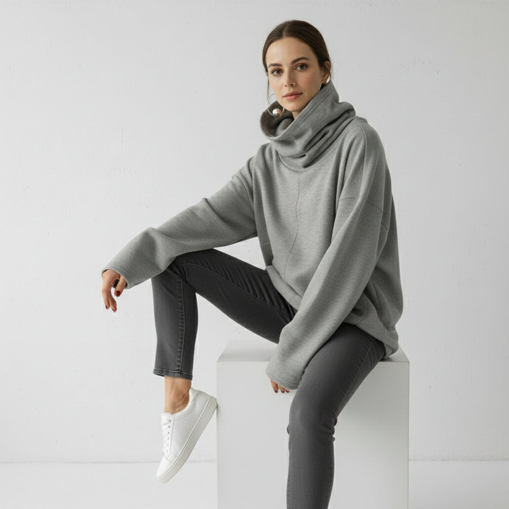 Lässiges Damen Sweatshirt mit Rollkragen | Winter